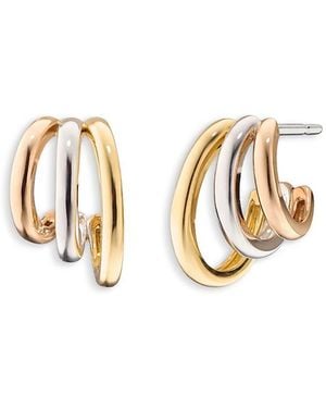 Monica Rich Kosann 18K Tricolor Sun Moon & Stars Saturn Hoop Earrings - White