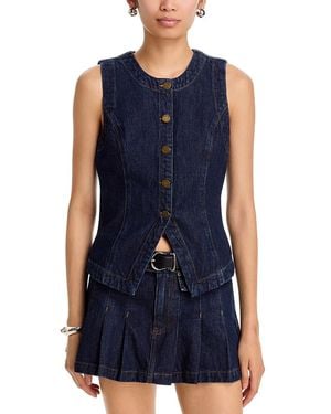 Blank NYC Denim Button Front Vest Top - Blue