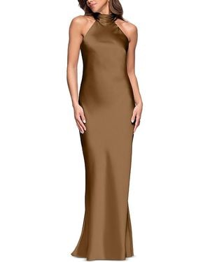 Aqua Sleeveless Satin Gown - Natural