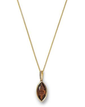 Bloomingdale's Fine Collection Smoky Quartz & Diamond Pendant Necklace - Metallic