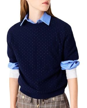 Maje Tonal Rhinestone Sweater - Blue