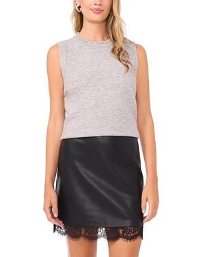 Vince Camuto Rhinestone Neck Sleeveless Sweater - Blue