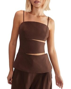 Nasty Gal Premium Tailored Cut Out Longline Top - Brown