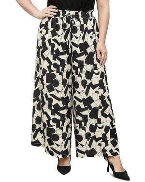 Standards & Practices Plus Abstract Print Wide Leg Palazzo Pants - Black