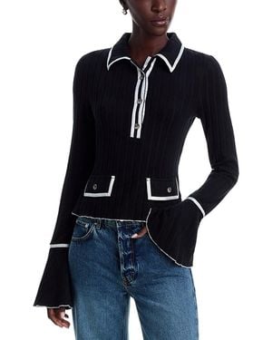 AREA STARS Remi Ribbed Button Placket Top - Blue