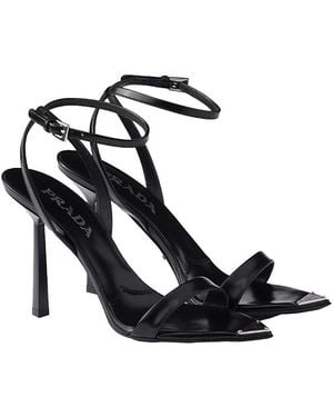 Prada Brushed Leather Sandals - Black