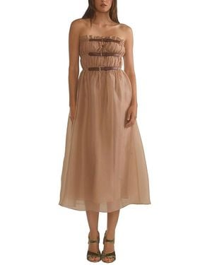 Cynthia Rowley Buckle Up Silk Organza Dress - Brown
