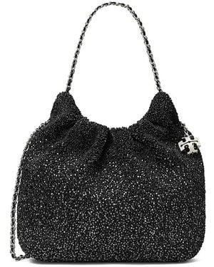 Tory Burch X Bonbon Fleming Embellished Mini Hobo Bag - Black