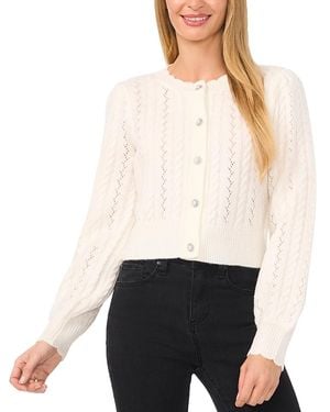 Cece Pointelle Cable Knit Cardigan - White