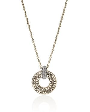 John Hardy 14K Icon Diamond Link Pendant Necklace - Metallic