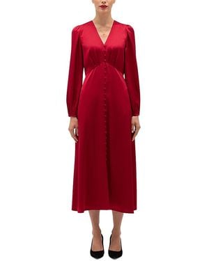 Hobbs Rosabella Satin Midi Dress - Red