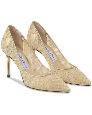 Jimmy Choo Romy 85 Metallic Lace Stiletto Pumps - Natural