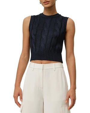 LILYSILK Cable Knit Tussah Silk Cropped Top - Blue