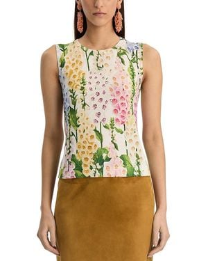 Oscar de la Renta Printed Foxgloves Knit Tank - Green