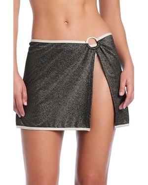 Red Carter Metallic Skirt Swim Cover-Up - Black
