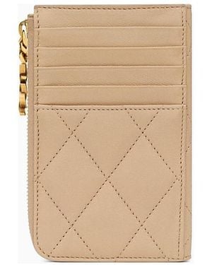 Saint Laurent Cassandre Bijou Zip Card Case - Natural