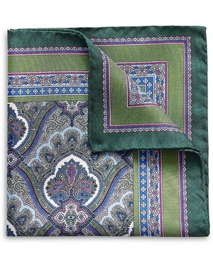 Eton Paisley Silk Pocket Square - Green