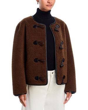 Aqua Cropped Faux Fur Toggle Jacket - Brown