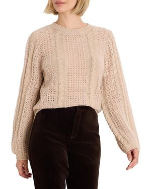 NIC+ZOE Mixed Knit Puff Sleeve Sweater - Natural