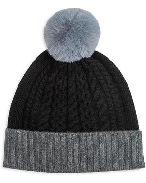Echo Color Block Cable Knit Wool & Cashmere Beanie - Black