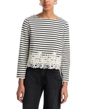 Veronica Beard Hovey Lace Trim Top - White