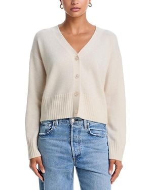 Aqua 100% Cashmere V Neck Cardigan - White