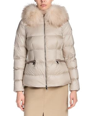 Moncler Boed Hooded Shearling-Trimmed Short Down Jacket - Natural