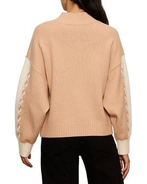 Sanctuary Color Blocked Mock Neck Sweater - Black
