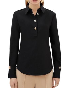 Karen Millen Techno Cotton Clasp Shirt - Black