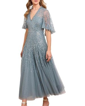 Needle & Thread Dappled Sequin Cape Ankle Gown - Blue