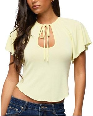 Edikted Roye Keyhole Flutter Raglan Top - Natural