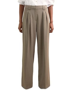 Reiss Poppie Wide Leg Flannel Pants - Natural