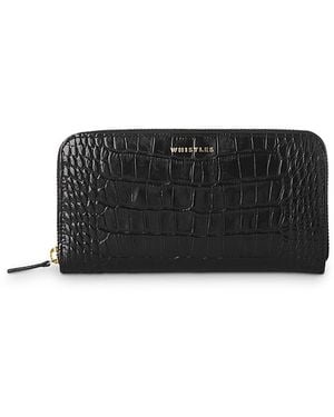 Whistles Croc Embossed Leather Long Wallet - Black