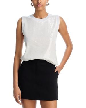 Aqua Sequin Sweater Tank - White