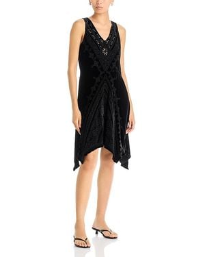 Johnny Was Velvet Embroidered Swing Dress - Black