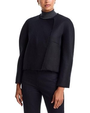 TOTEME Wool Blend Cropped Flap Jacket - Blue
