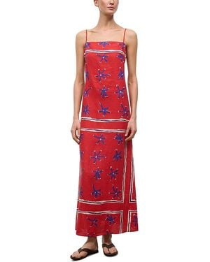 STAUD Laura Linen Dress - Red