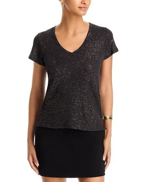 ATM Cotton Jersey Foil V Neck Tee - Black