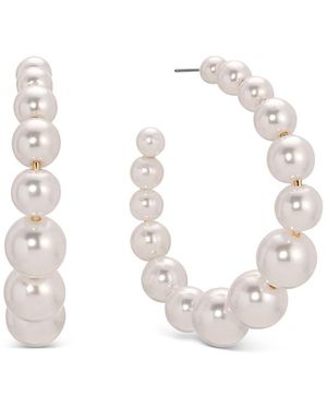 Ettika Bubble Graduated Medium Hoop Earrings - White