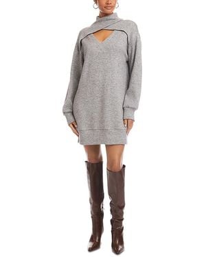 Fifteen Twenty Claylee Crossover Turtleneck Dress - Gray