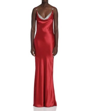 Versace Double Draped Fluid Silk Gown - Red