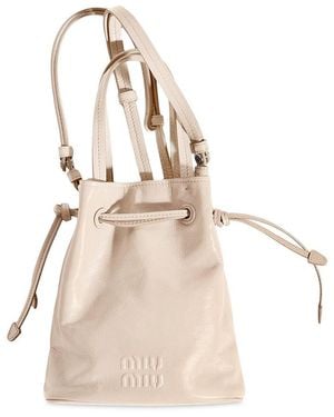 Miu Miu Shiny Leather Pouch - Natural
