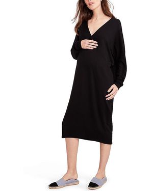 Hatch Collection The Visitor Hospital Maternity Nursing Friendly Midi Dress - Black