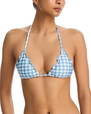 Aqua X Lisa Says Gah Ruffle Triangle Bikini Top - Blue