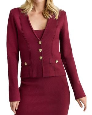 St. John Kay Fit Santa Roma Knit Jacket - Red