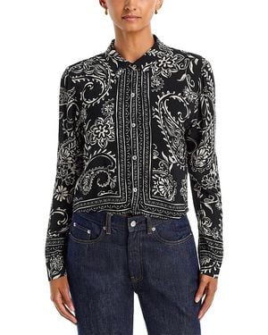 Bella Dahl Printed Long Sleeve Crop Shirt - Black