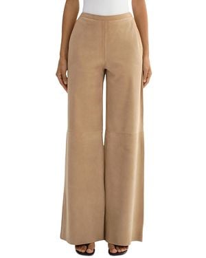 Lamarque Elise Suede Wide Leg Pants - Natural