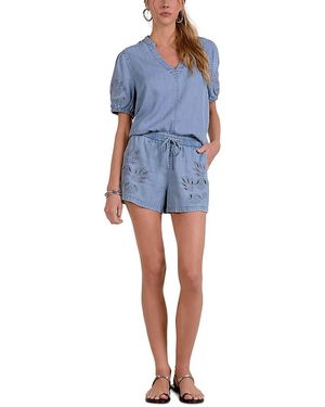 Elan Chambray Drawstring Shorts - Blue