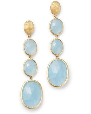 Marco Bicego 18K Siviglia Aquamarine Graduated Drop Earrings - White