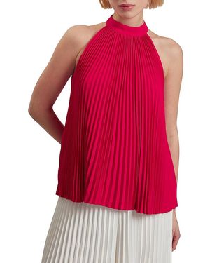 Ted Baker Jamaya High Neck Sleeveless Pleated Top - Red